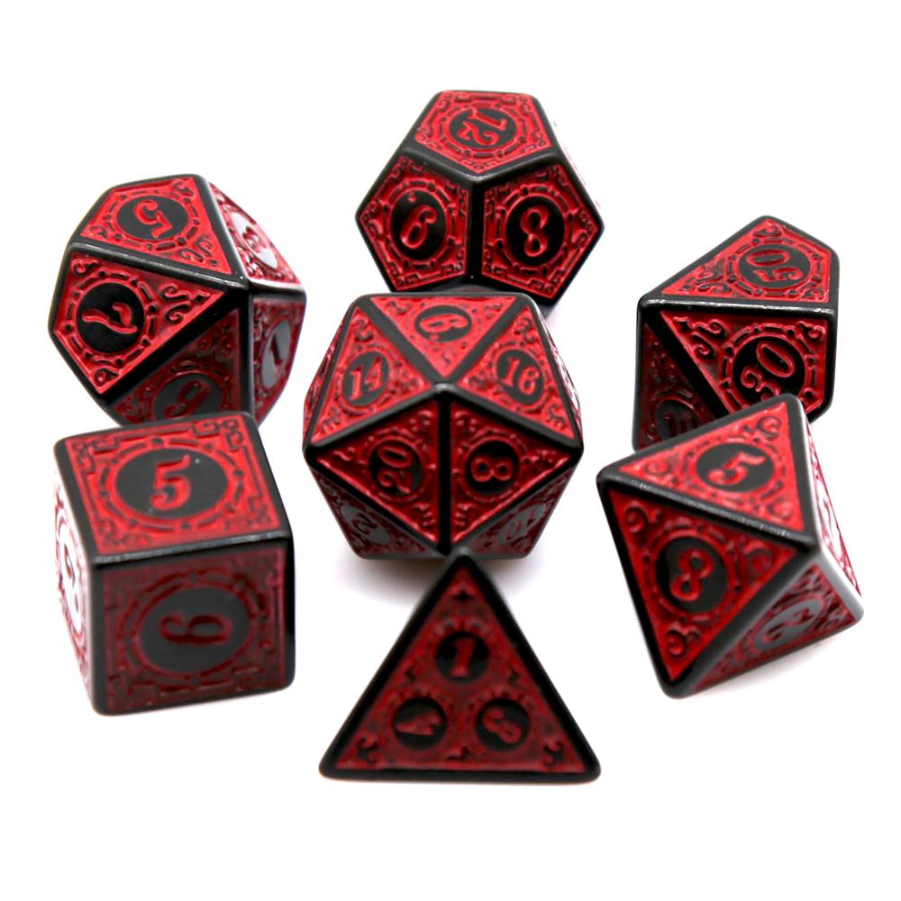 7 ชิ้นสีดำสีแดงอะคริลิคโพลีเฮด - Board Game Live บทวิจารณ์และราคา